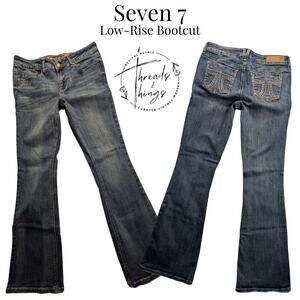 Seven 7 Jeans Womens 10 Medium Wash Denim Bootcut Low-rise Stud Pocket Y2k Rodeo